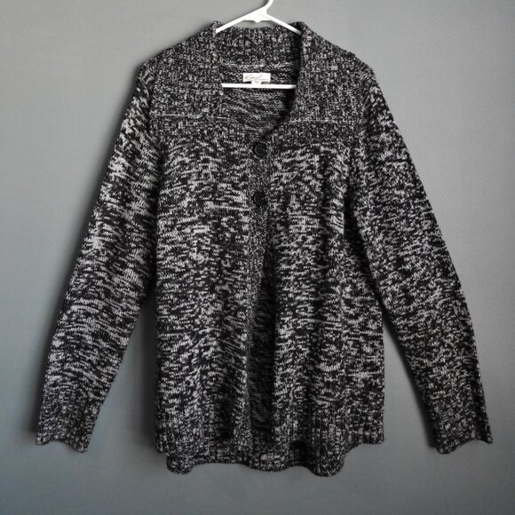 Kim Roger's Black Cable Knit Sweater 2 Button Front Closure. Women's Size L - Picture 1 of 11